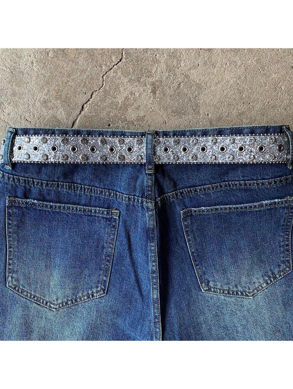 Cyber Y2k 2000s style rhinestone crystal grunge silver punk belt. Cool grunge/pu - Picture 8 of 8